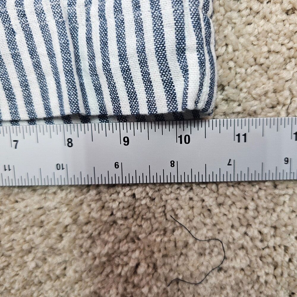 Old Navy High Rise Wide Leg Linen Blend Pants S Blue White Stripe Coastal - Picture 14 of 14